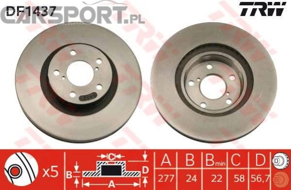 Tarcze hamulcowe TRW do Subaru Impreza/Forester/Legacy 91-98 przód