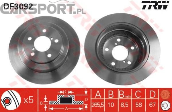 Tarcze hamulcowe TRW do Subaru Forester/Impreza/Legacy 89-98 tył
